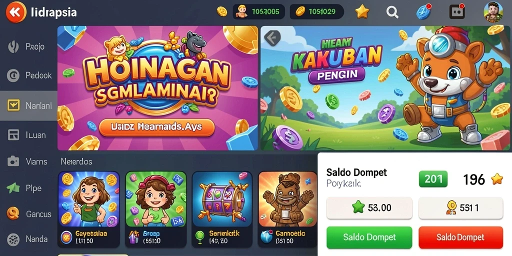 Pemandangan permainan dengan karakter unik.